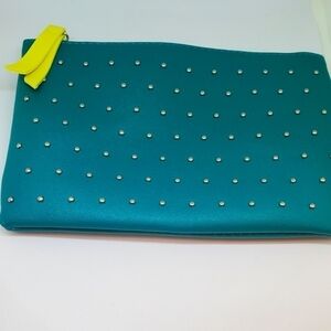 Ipsy blue studded makeup pouch with yellow trim. 100th Ipsy bag limited …